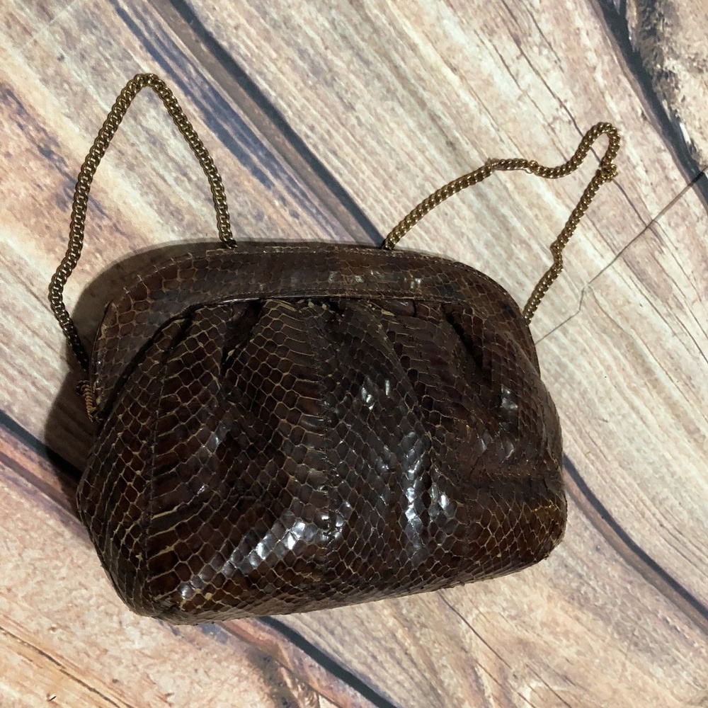 Susan Gail Snakeskin Leather Clutch Handbag Strap